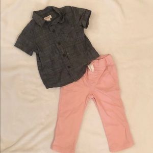 Toddler boy pant and chambray shirt set